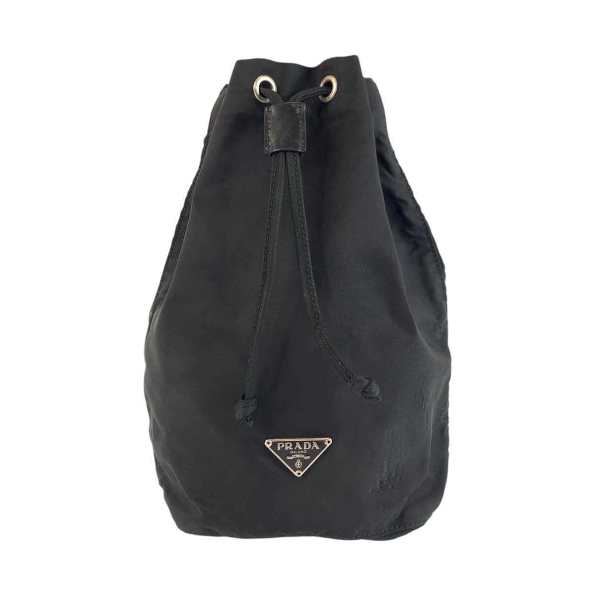 美品 PRADA プラダ テスート 三角ロゴプレート ブラック 黒 シルバー金具 ナイロン レザー/ ポーチ 小物入れ 602125 【中古】