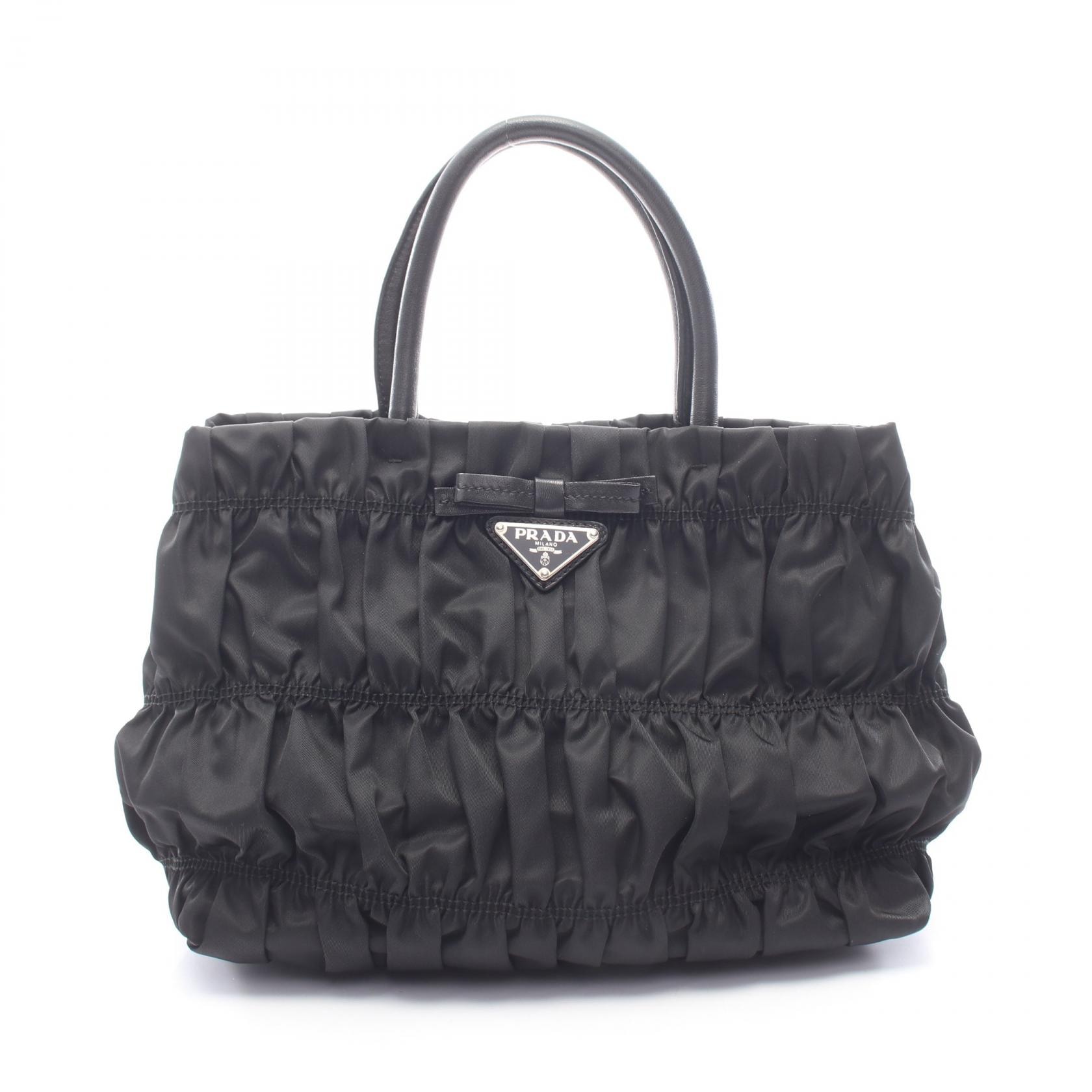 プラダ PRADA TESSUTO GAUFRE ハンドバッグ バッグ ナイロン レザー レディース ブラック系 BN1703 【中古】