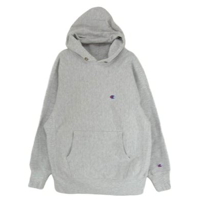 Champion チャンピオン パーカー 90s 刺繍タグ REVERSE WEAVE リバースウィーブ 無地 目付 グレー フーディ パーカー グレー系 L【中古】