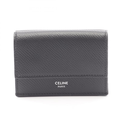 セリーヌ CELINE フォールデッド 三つ折り財布 財布 レザー レディース ブラック系 10E603BEL 【中古】