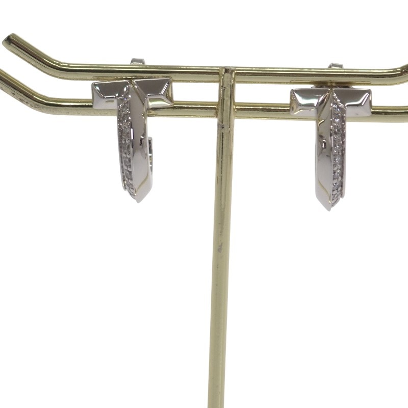 ティファニー T ワン フープ ピアス K18WG【中古】【Aランク】