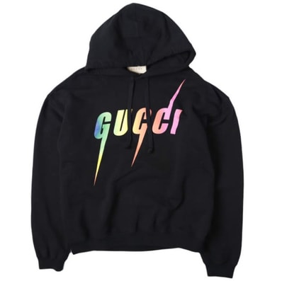 GUCCI グッチ イタリア製 Blade Print Hoodie ブレードロゴプリント スウェットプルオーバーパーカー 700120 XJFL9 M BLACK 裏毛 トップス g27571