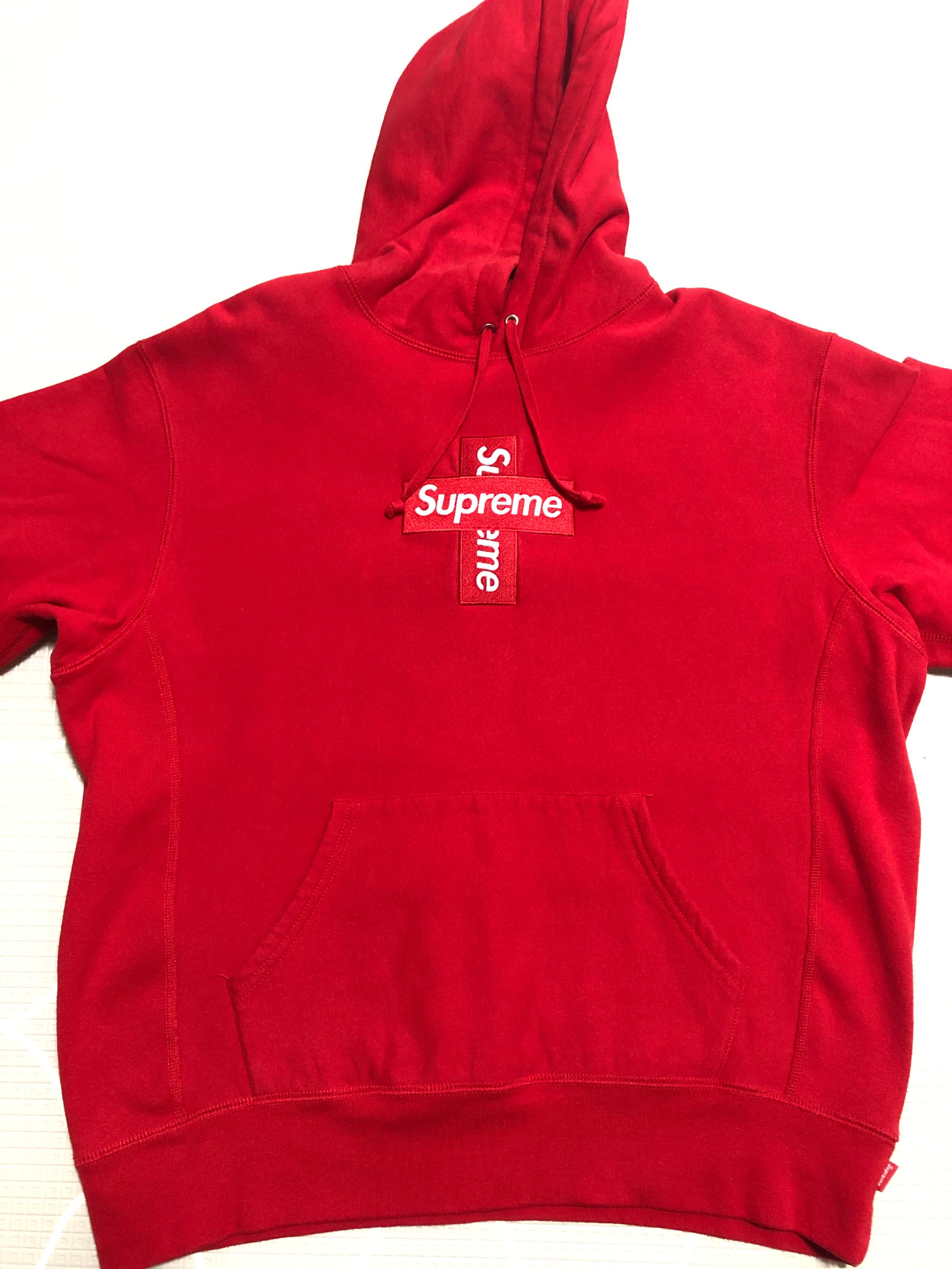 Supreme Cross Box Logo Hooded Sweatshirt "Red"