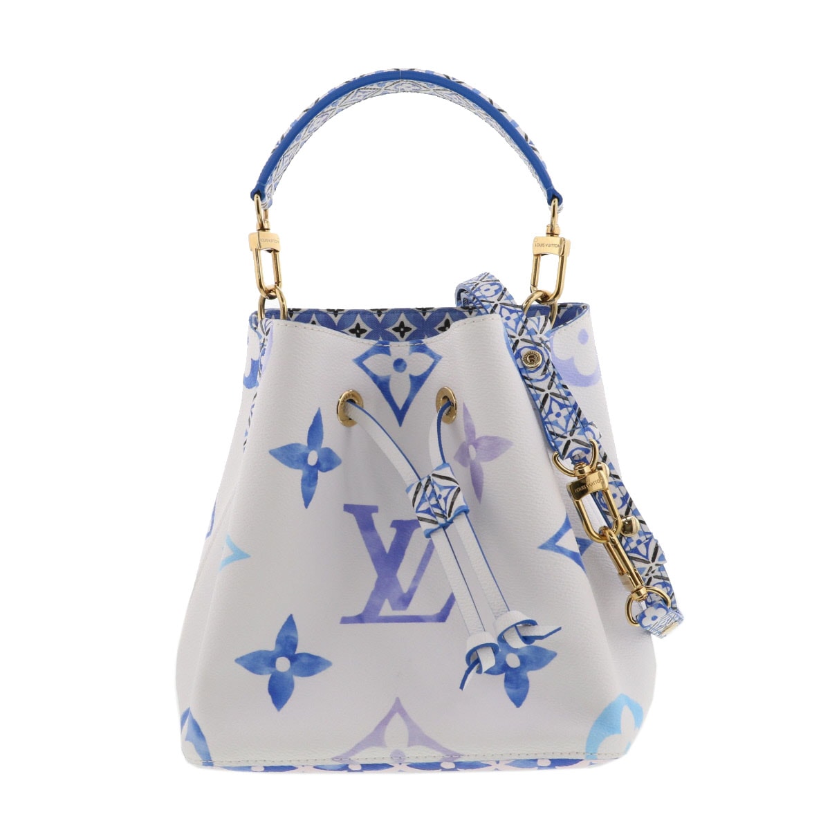 LOUIS VUITTON ルイ・ヴィトン ネオノエ BB モノグラム ジャイアント ハンドバッグ M22986 レザー ブルー パープル ゴールド金具  レディース【中古】