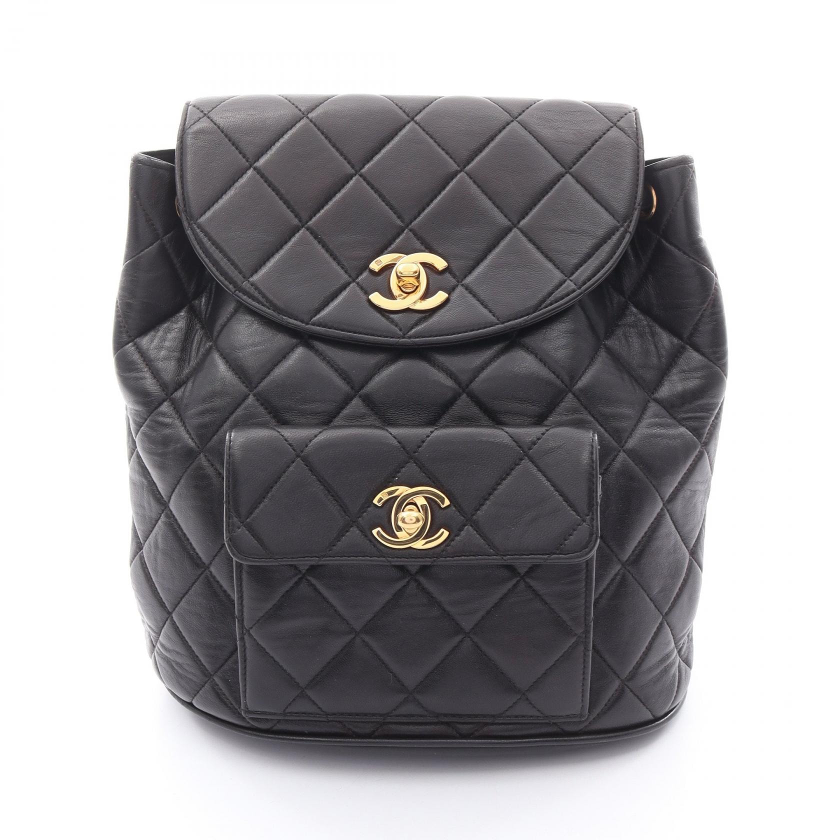 シャネル CHANEL マトラッセ リュックサック バックパック バッグ ラムスキン(羊革) レディース ブラック系 【中古】