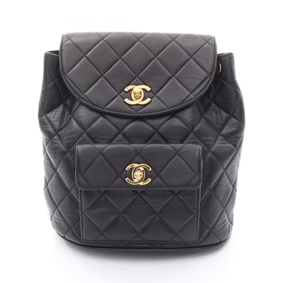 シャネル CHANEL マトラッセ リュックサック バックパック バッグ ラムスキン(羊革) レディース ブラック系 【中古】