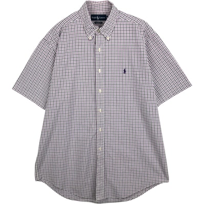 古着 ラルフローレン Ralph Lauren CLASSIC FIT クラシックフィット 半袖 ボタンダウン チェックシャツ メンズL相当/eaa640917