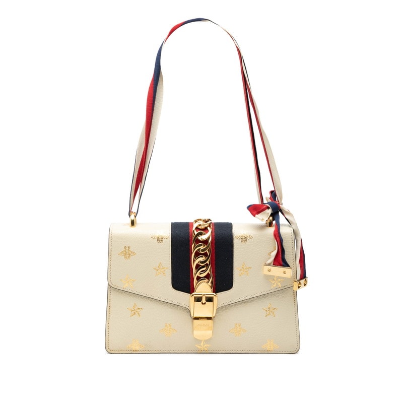 グッチ シェリーライン シルヴィ ビー&スター スモール ショルダーバッグ 524405 アイボリー マルチカラー レザー レディース GUCCI 【中古】