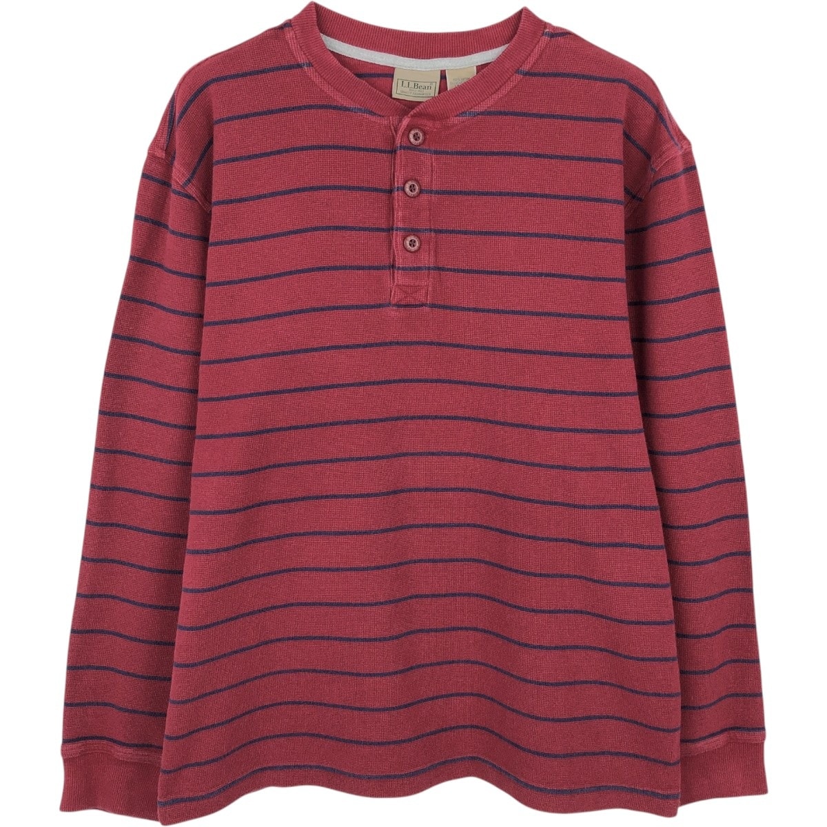 古着 エルエルビーン L.L.Bean ボーダー柄 ヘリンボーン サーマルロンT ワッフル メンズL相当/eaa662178