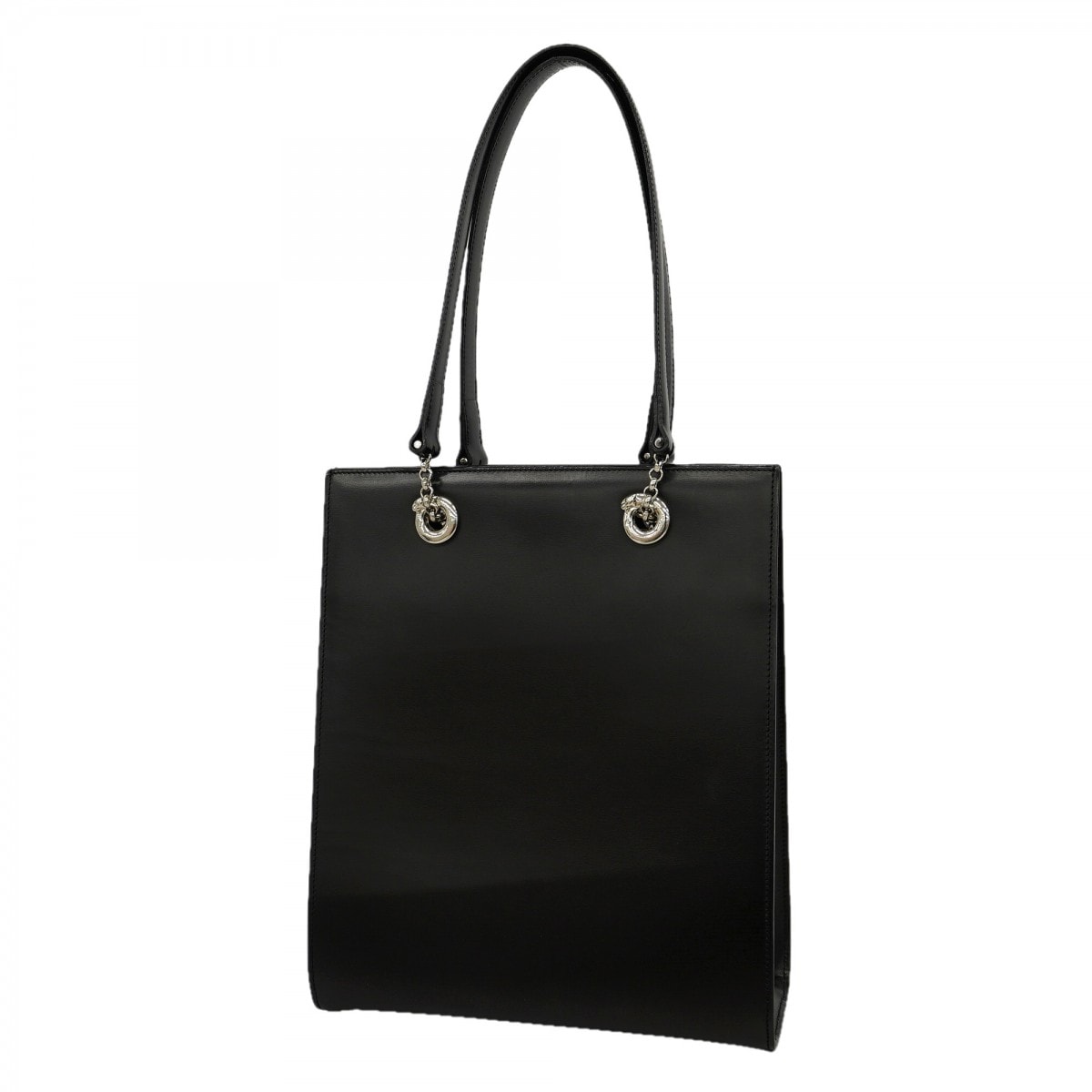 【6gd5317】カルティエ ショルダーバッグ パンテール レザー ブラック シルバー金具【中古】レディース