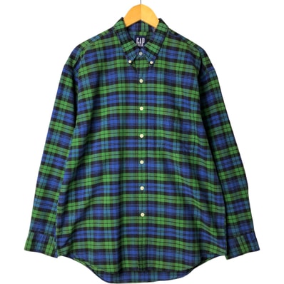 古着 90年代 ギャップ GAP オールドギャップ ブラックウォッチチェック 長袖 ボタンダウンチェックシャツ メンズL相当 ヴィンテージ/eaa571621
