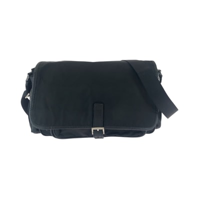 美品 PRADA プラダ テスート 三角ロゴプレート ブラック 黒 シルバー金具 ナイロン ショルダーバッグ メッセンジャーバッグ 501514 【中古】