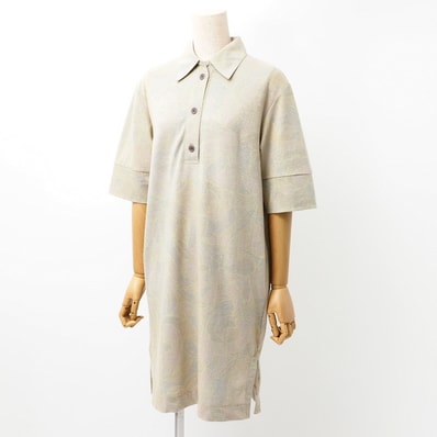 ■美品■DRIES VAN NOTEN ドリスヴァンノッテン ワンピース サイズXS 総柄 ラメ混 ハーフボタン 半袖 ニットワンピース ブランド古着【中古】20240709/RA0399