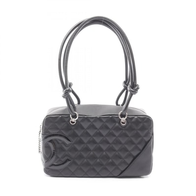 シャネル CHANEL カンボンライン ボーリングバッグ ショルダーバッグ バッグ レザー パテントレザー レディース ブラック系 A25171 【中古】
