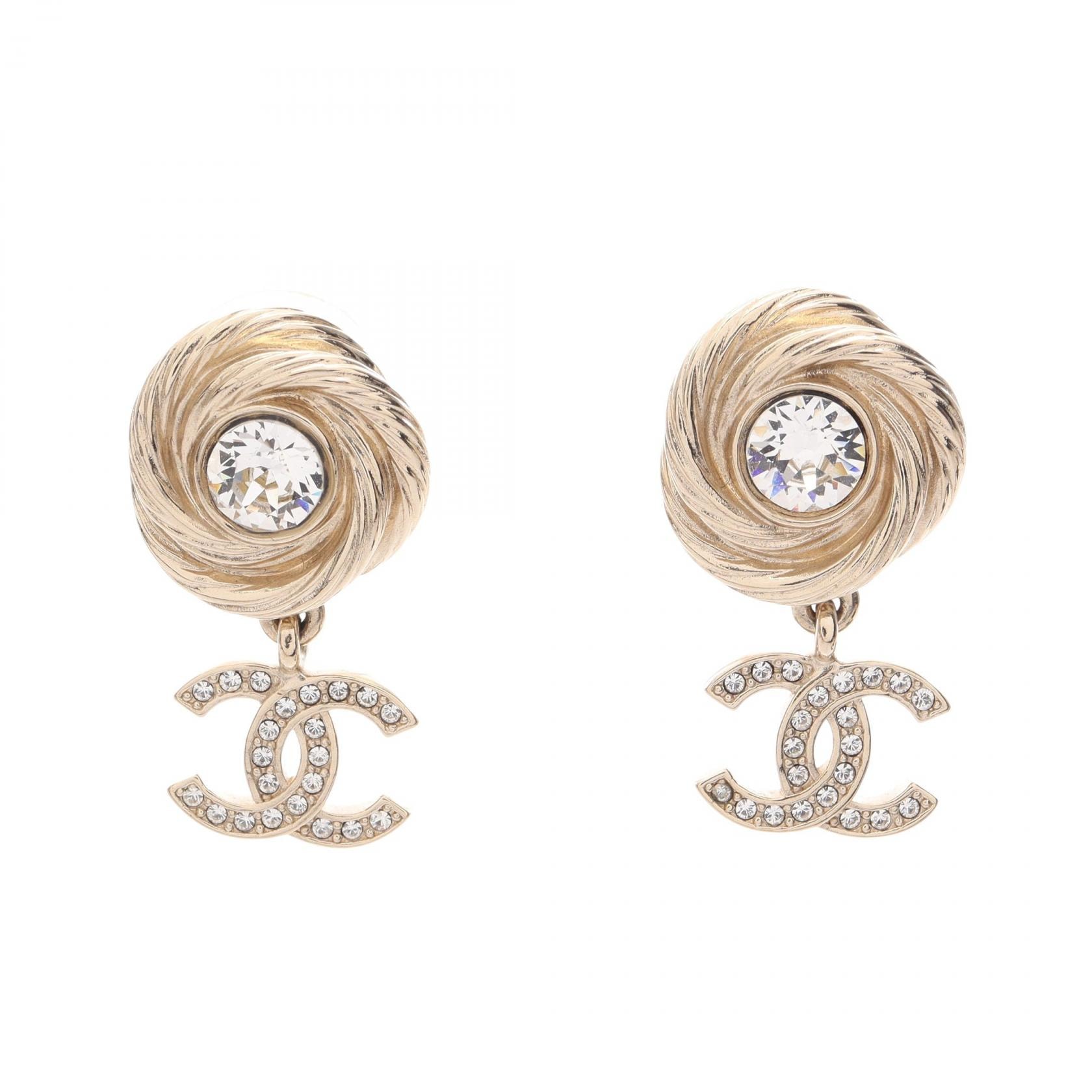 シャネル CHANEL L25S ココマーク ピアス ジュエリー GP(ゴールドメッキ) クリスタル / ラインストーン レディース ゴールド系 / クリア系 【中古】