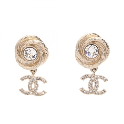 シャネル CHANEL L25S ココマーク ピアス ジュエリー GP(ゴールドメッキ) クリスタル / ラインストーン レディース ゴールド系 / クリア系 【中古】