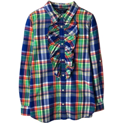 古着 ラルフローレン Ralph Lauren フリル 長袖 コットンチェックシャツ レディースXS相当/eaa637799