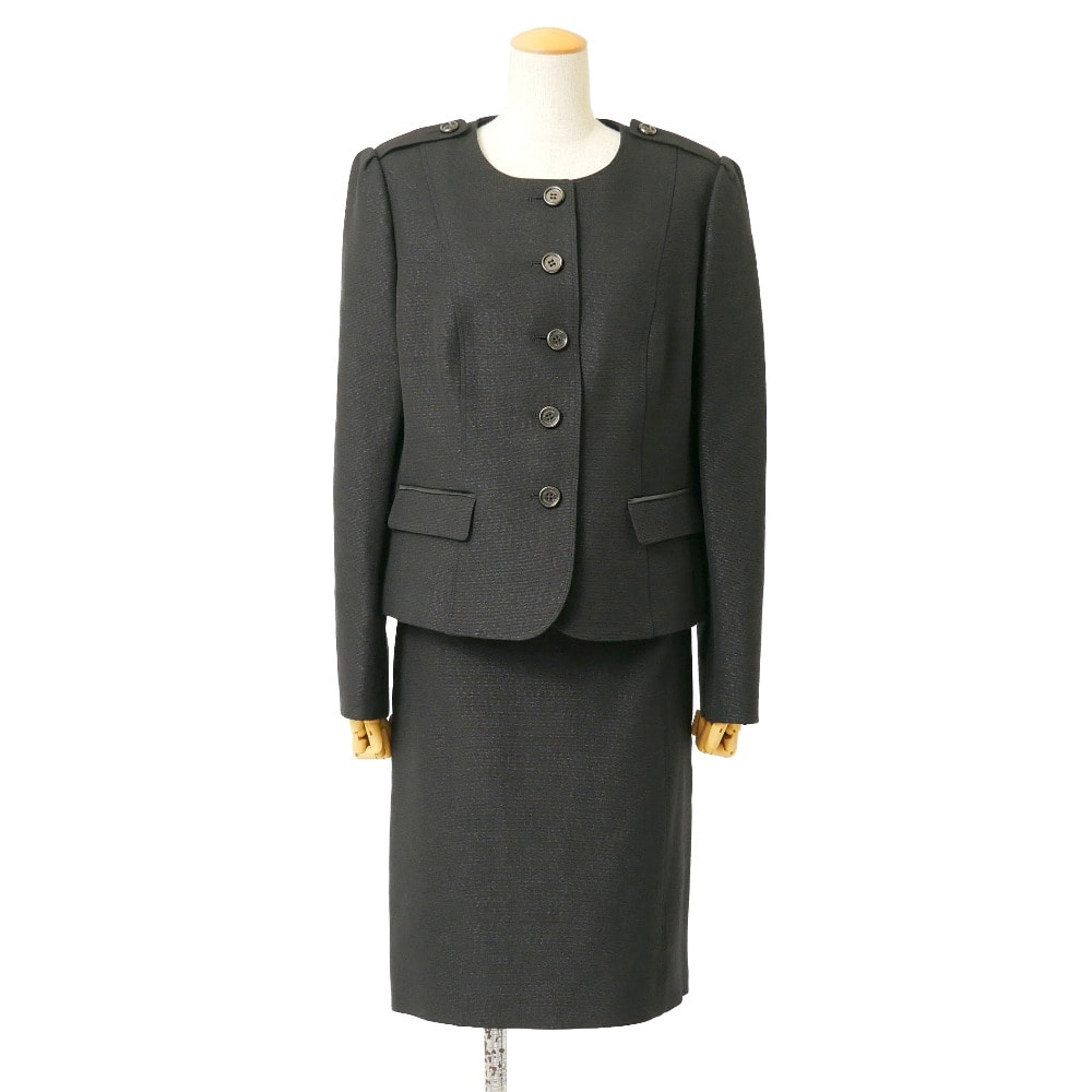 ■美品■BURBERRY バーバリー スカートスーツ サイズジャケット48/スカート44 ノーカラージャケット タイトスカート セットアップスーツ ブランド古着【中古】20260727/RB0215