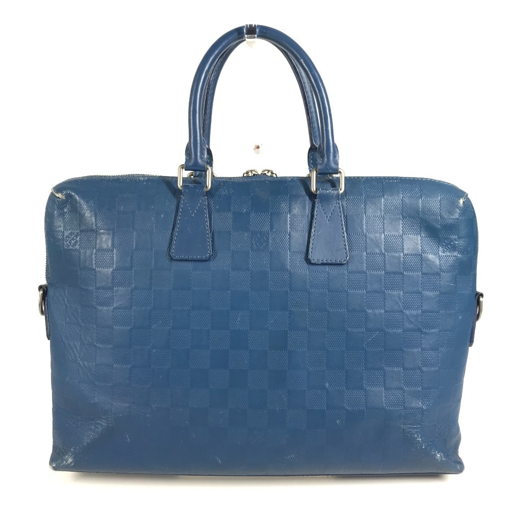 ルイヴィトン LOUIS VUITTON ポルトドキュマンジュール PDJ N41328 ダミエアンフィニ カバン 書類バッグ ブリーフケース ハンドバッグ ビジネスバッグ ダミエアンフィニレザー ブルー