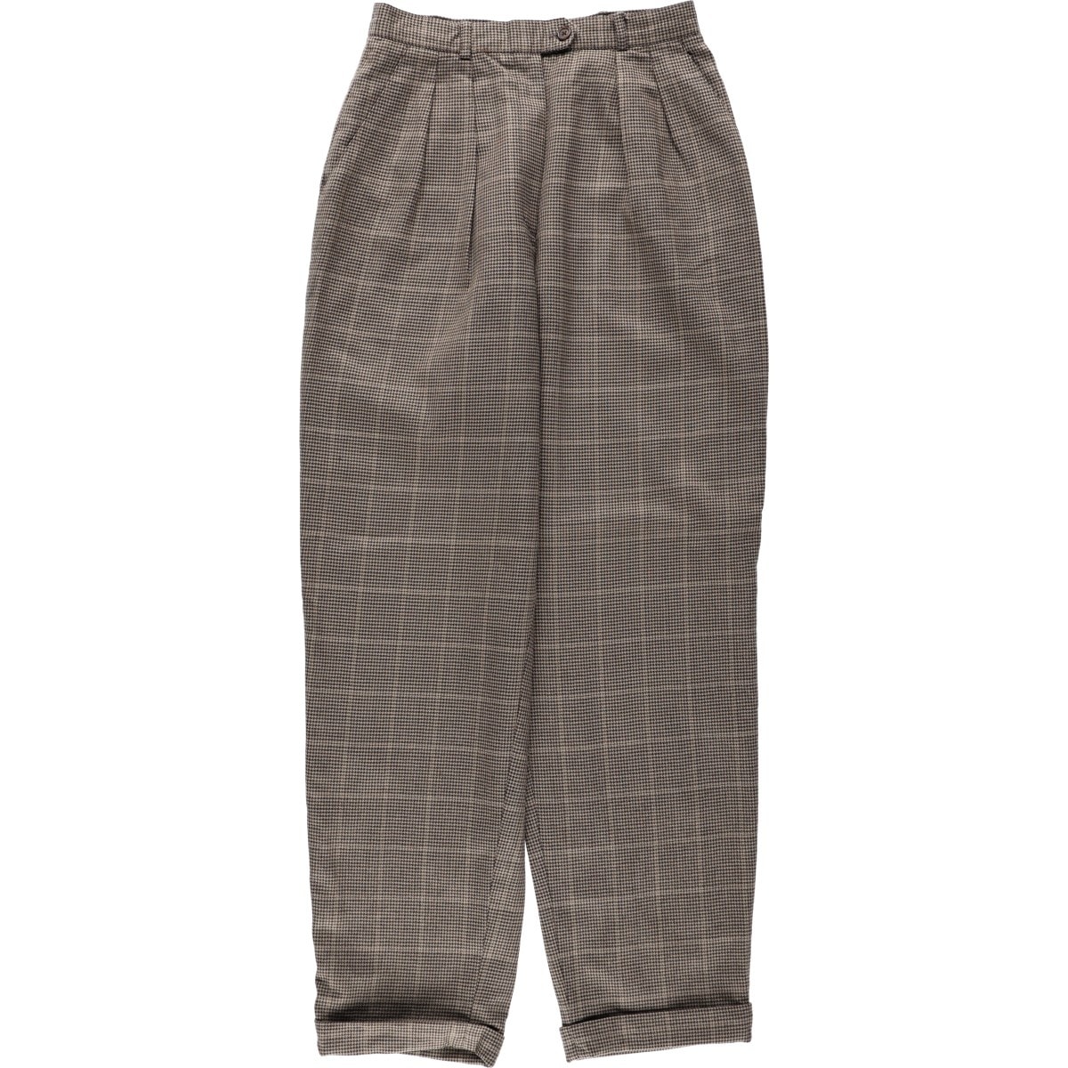 古着 ラルフローレン Ralph Lauren LAUREN ローレン 千鳥格子柄 ツータック ウール スラックスパンツ USA製 レディースM(w26)相当 ヴィンテージ/eaa655552