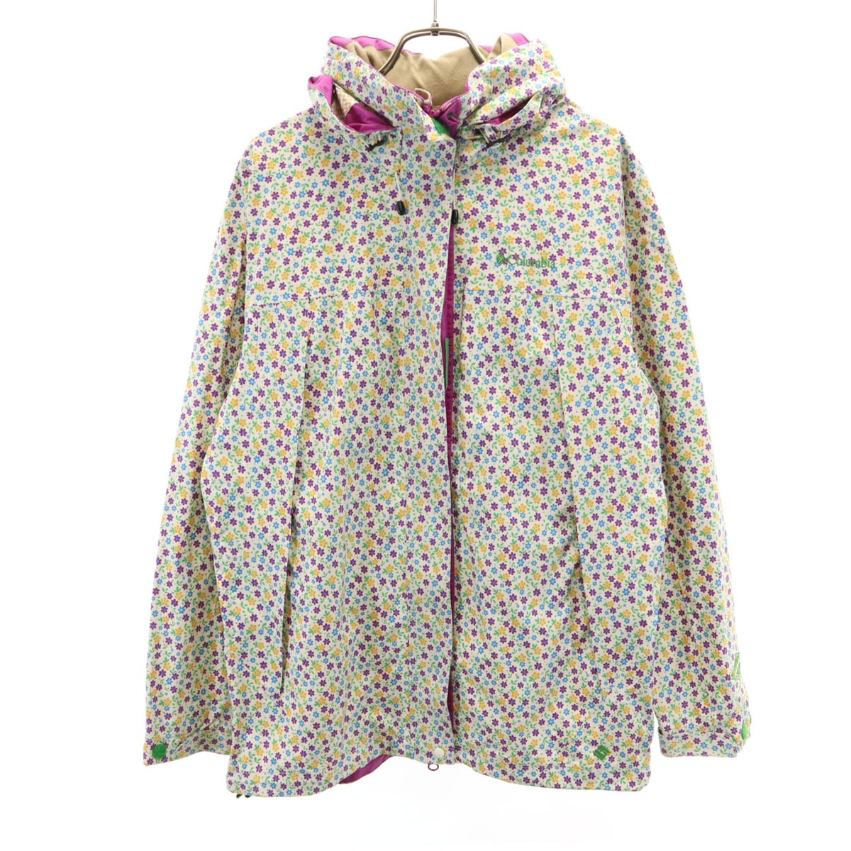 Columbia コロンビア 花柄 レインジャケット L 収納袋付き