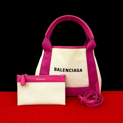 BALENCIAGA バレンシアガ ネイビーカバス キャンバス レザー ショルダーバッグ ピンク
34743
