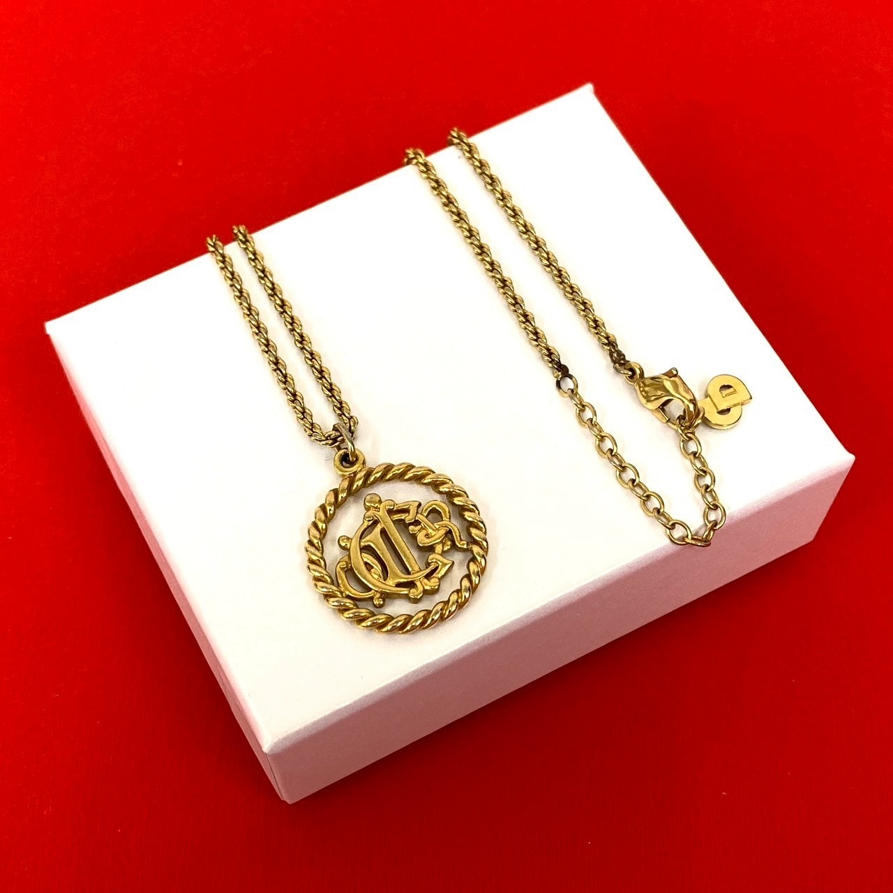 Christian Dior ディオール サークル ロゴ モチーフ GP ネックレス ゴールド
g219b