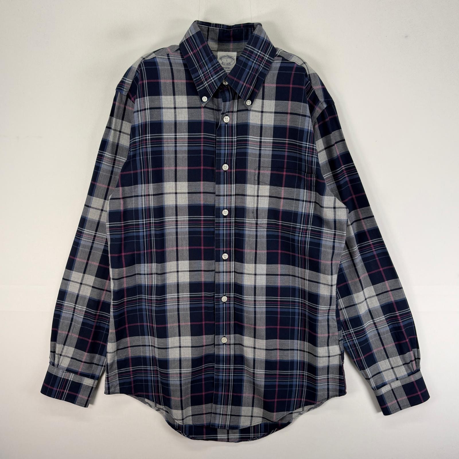 古着 ブルックスブラザーズ Brooks Brothers 長袖シャツ ボタンダウン 1818 S  ネイビー系 チェック メンズ