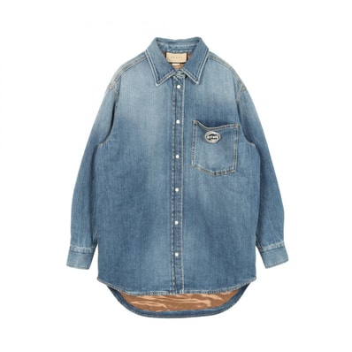 グッチ GUCCI WASHED ORGANIC DENIM SHIRT デニムジャケット 衣料品 アウター コットン レディース ネイビー系 772882 【中古】