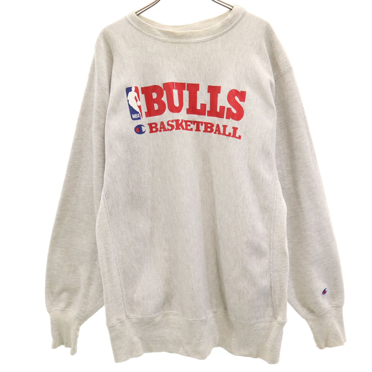 Champion チャンピオン 90s USA製 オールド 刺繍タグ BULLS 長袖 リバースウィーブ スウェット トレーナー XL グレー