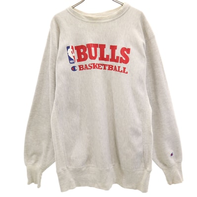 Champion チャンピオン 90s USA製 オールド 刺繍タグ BULLS 長袖 リバースウィーブ スウェット トレーナー XL グレー