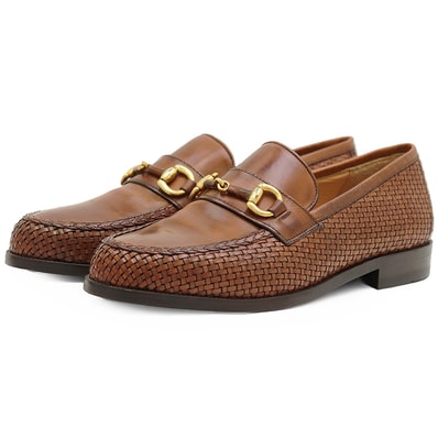 SALE【美品】BALLY バリー ホースビットローファー サイズ 42 メンズ ALBANS アルバンズ イントレチャートレザー シューズ 革靴 ブラウン 茶色 イタリア製
