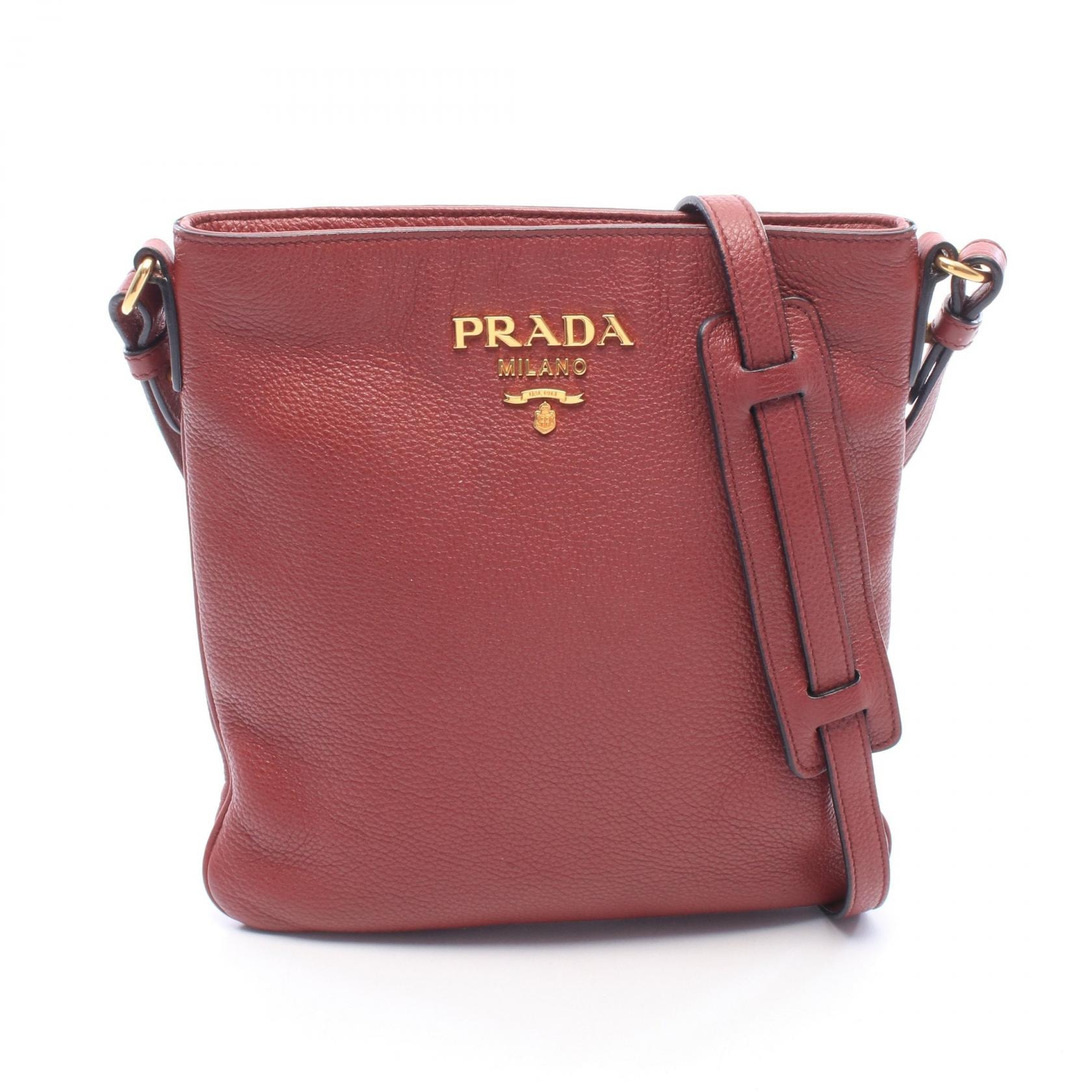 プラダ PRADA VIT.DAINO ショルダーバッグ バッグ レザー レディース ボルドー系 【中古】