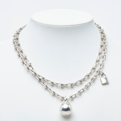 ティファニー ハードウェア スモール ラップ ネックレス ロング 2連 SV925 シルバー レディース TIFFANY&Co. 【中古】