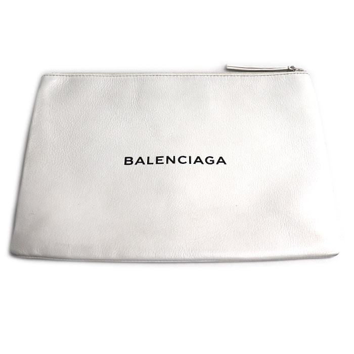 BALENCIAGA バレンシアガ ショッピング クリップM クラッチバッグ ホワイト 485110 メンズ【中古】