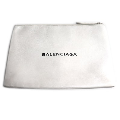 BALENCIAGA バレンシアガ ショッピング クリップM クラッチバッグ ホワイト 485110 メンズ【中古】