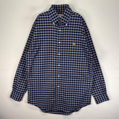 古着 ブルックスブラザーズ Brooks Brothers 長袖シャツ ボタンダウン ワンポイント S ブルー系 チェック メンズ
