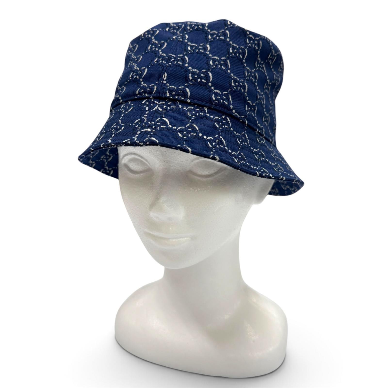 未使用品 グッチ ハット ネイビー メンズ M (58cm) 817427