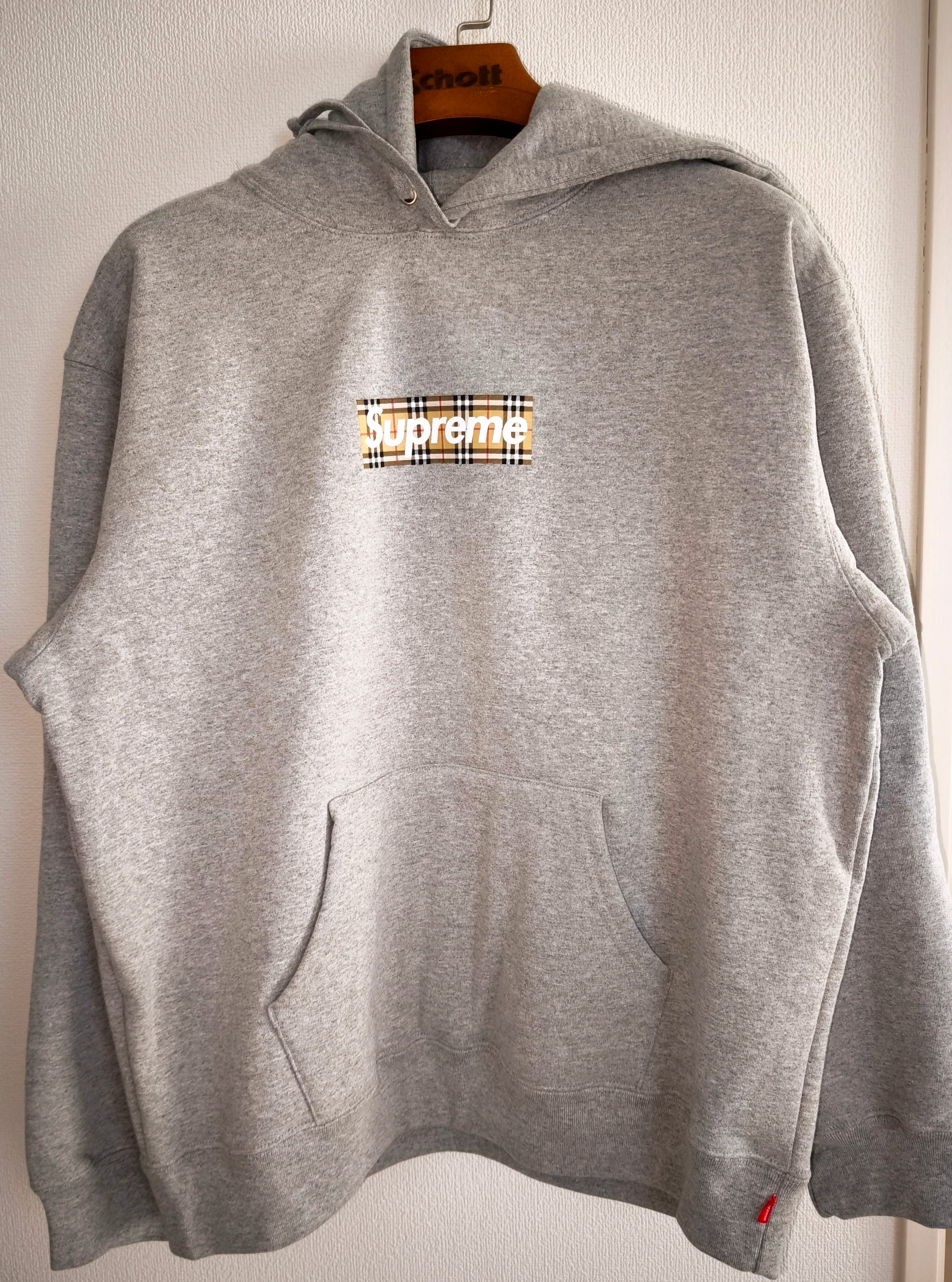 シュプリーム バーバリー ボックス ロゴ フーディー スウェットシャツ "ヘザー グレー"