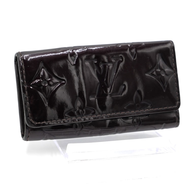 LOUIS VUITTON(ルイ・ヴィトン)モノグラム・ヴェルニ ミュルティクレ4 ヴィンテージ 4連キーケース レディース アマラント パテントレザー ゴールド金具 M93517【中古】