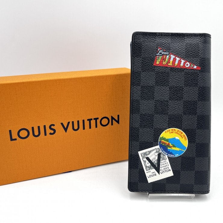 LOUIS VUITTON(ルイヴィトン)ポルトフォイユ・ブラザ ダミエグラフィット ジャイアントスタンプ 長財布 ウォレット ブラック ブルー メンズ N60111【中古】