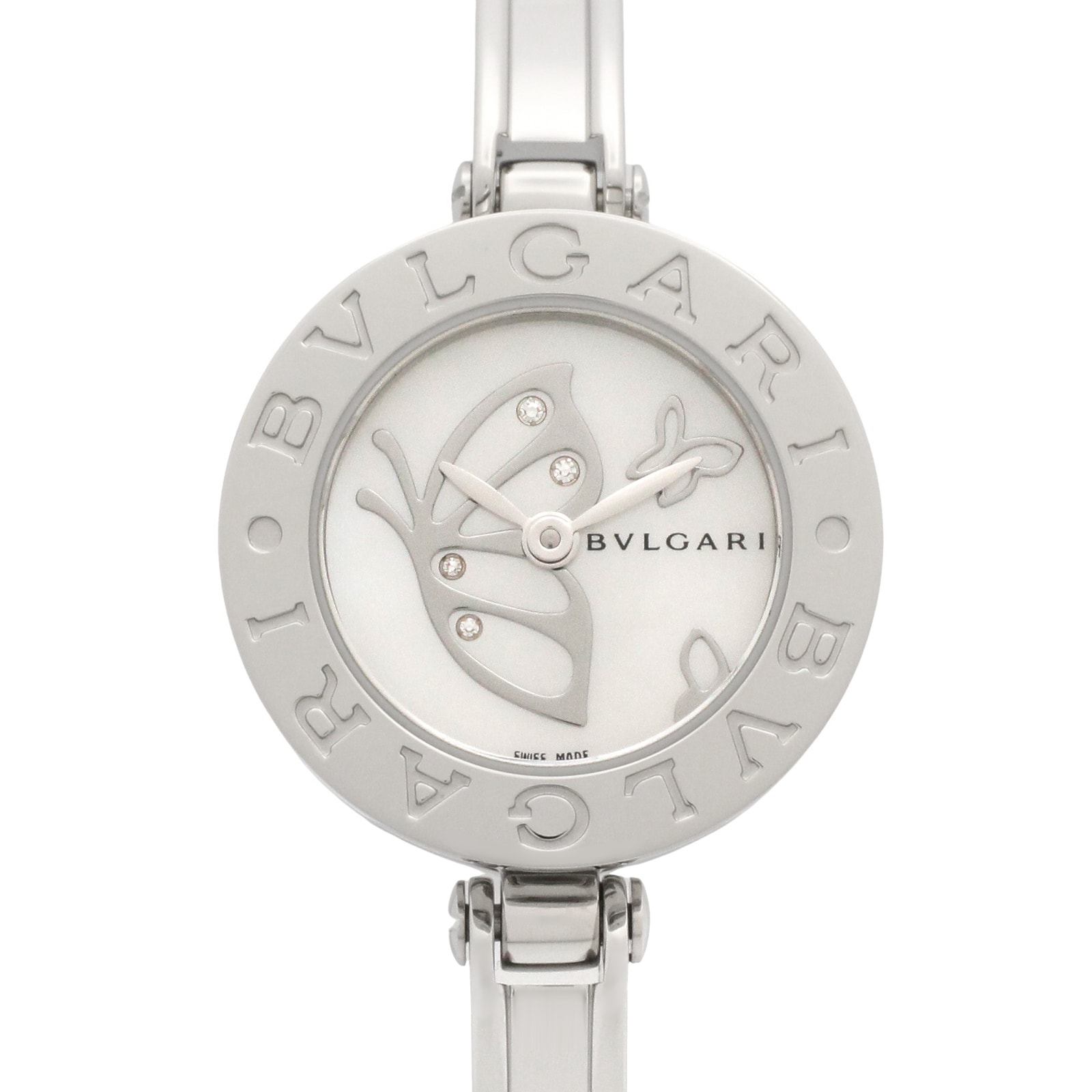 ブルガリ BVLGARI B-zero1 バタフライ 腕時計 時計 ステンレススチール ダイヤモンド レディース ホワイト系 ホワイトシェル BZ22S 【中古】