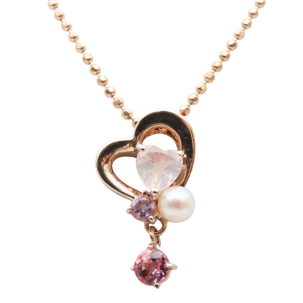 【中古】 クレージュ ネックレス シルバー925 シルバー950 ラインストーン 約3.3g ピンクゴールド メッキ ハート アクセサリー レディース 女性 courreges