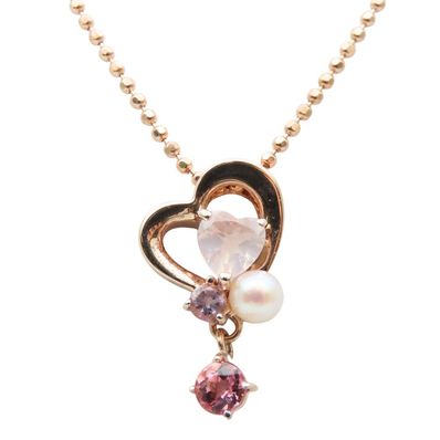 【中古】 クレージュ ネックレス シルバー925 シルバー950 ラインストーン 約3.3g ピンクゴールド メッキ ハート アクセサリー レディース 女性 courreges