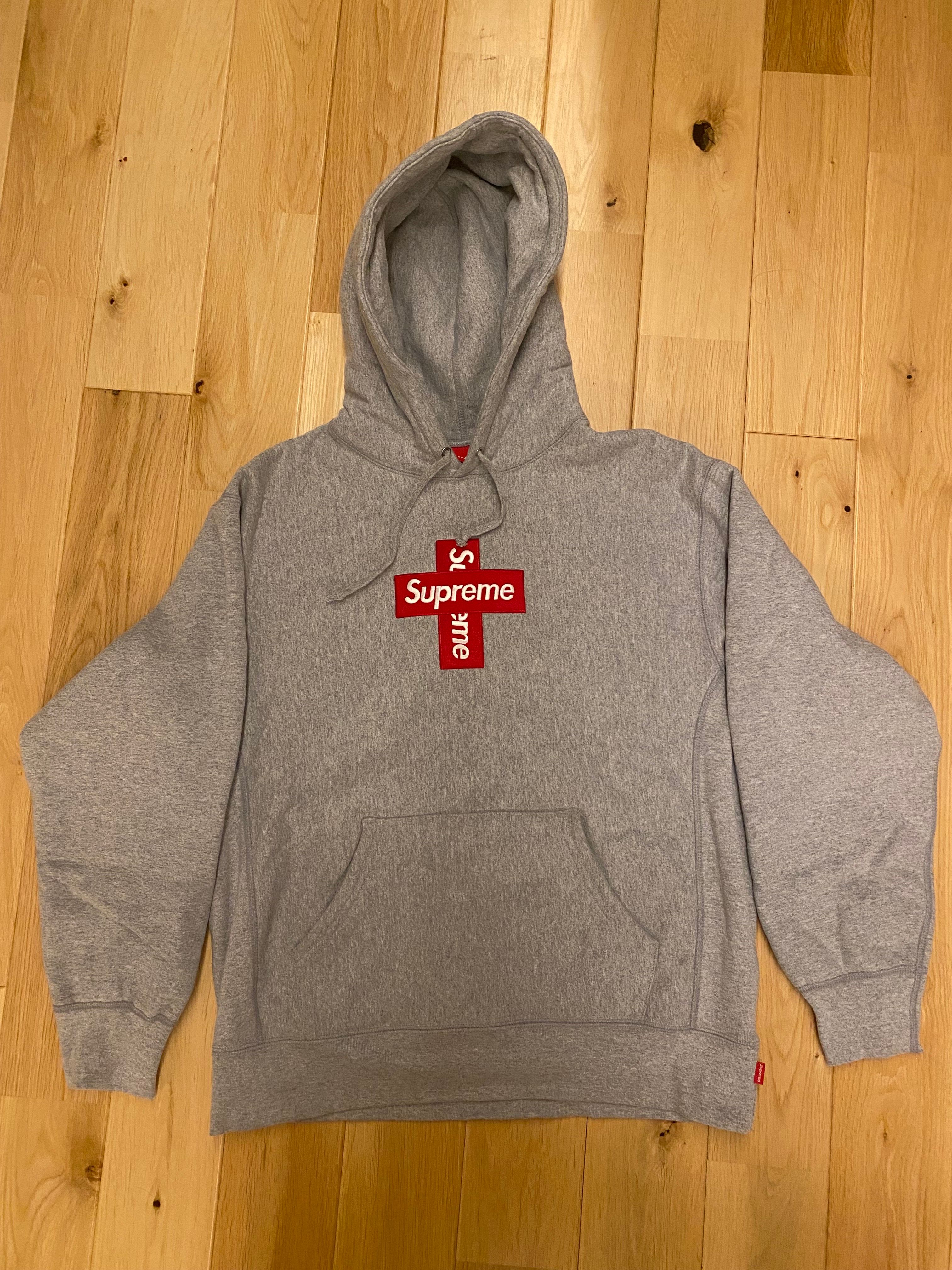 Supreme Cross Box Logo Hooded Sweatshirt "Grey"