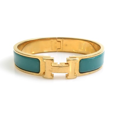 エルメス HERMES ブレスレット クリックH メタル/エナメル グリーン/ゴールド レディース【中古】 h32668a
