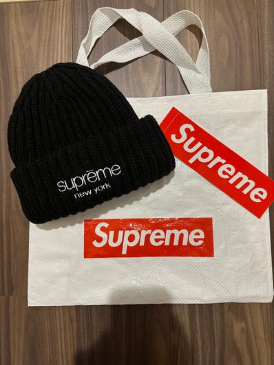 Supreme Classic Logo Chunky Ribbed Beanie "Black" (23FW)