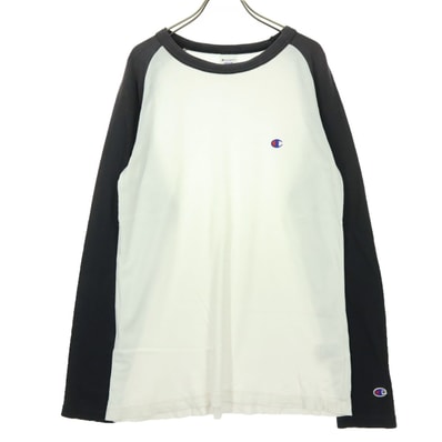 Champion チャンピオン ワンポイントロゴ バイカラー 長袖 ラグラン カットソー M グレー ロンT