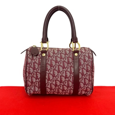 Christian Dior ディオール トロッター 柄 キャンバス レザー ハンドバッグ ワインレッド
88230