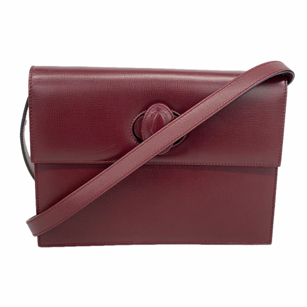 【6dc2608】カルティエ ショルダーバッグ マスト レザー ボルドー ゴールド金具【中古】レディース